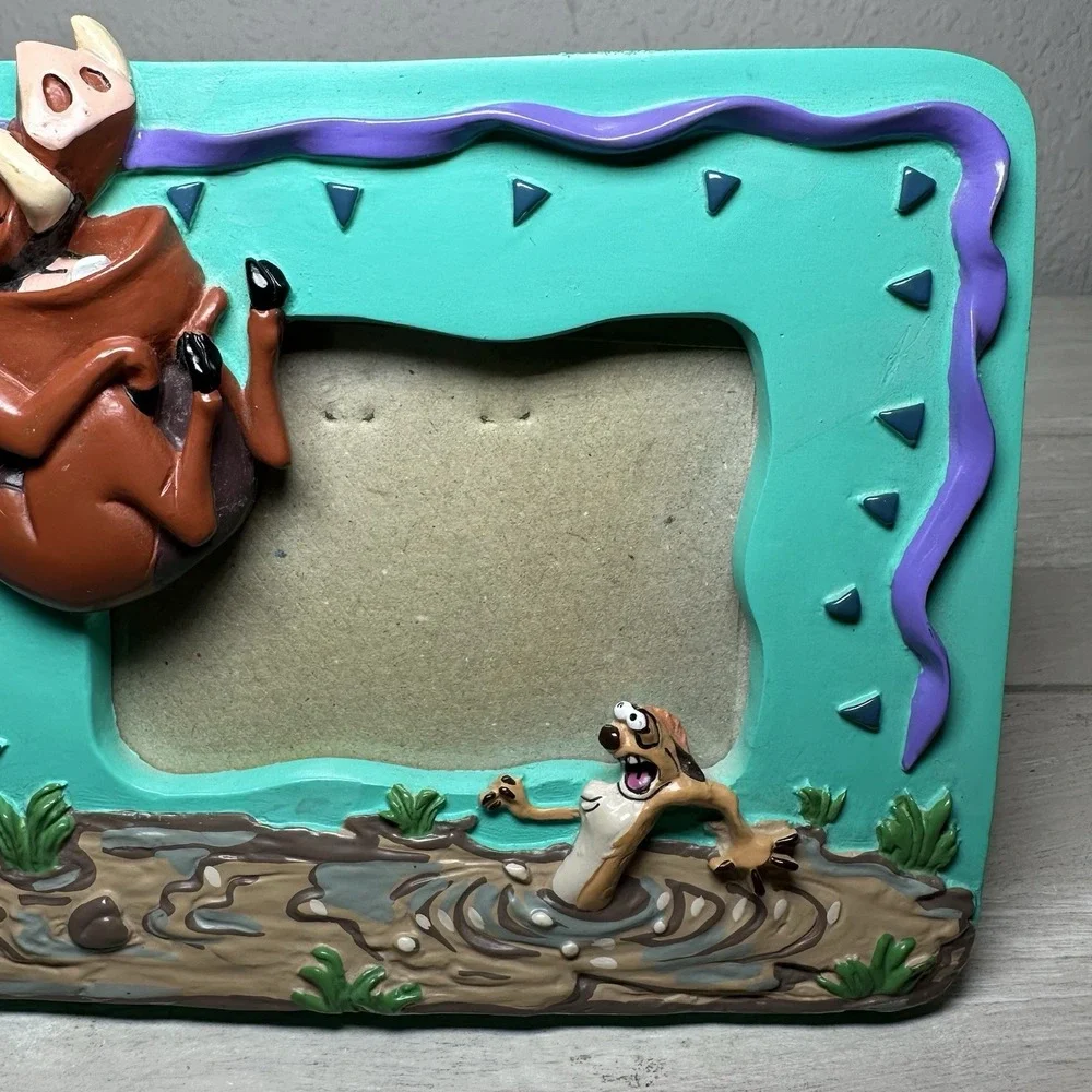Vintage Disney The Lion King Pumbaa & Timon Picture Frame Easel-Back 2.25 x 3.25